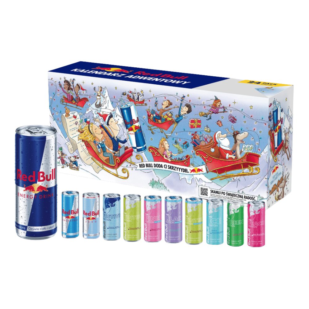 Energetyk Red Bull Kalendarz Adwentowy mix smaków 24 x 250 ml puszka DRS