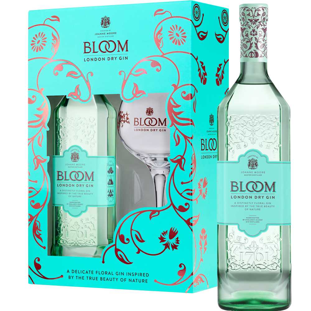 Gin Bloom 40% 700 ml + szklanka