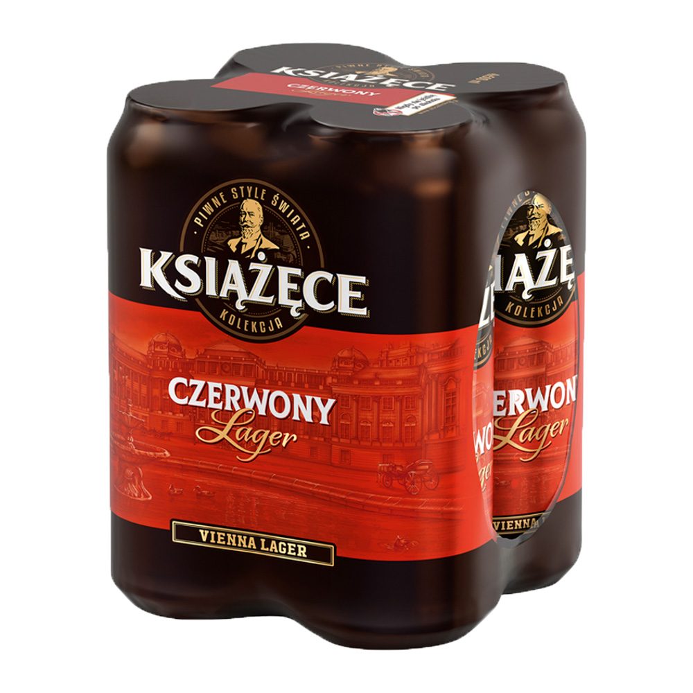 Piwo Książęce Czerwony Lager 4,9% 500 ml 4 - pak Puszka
