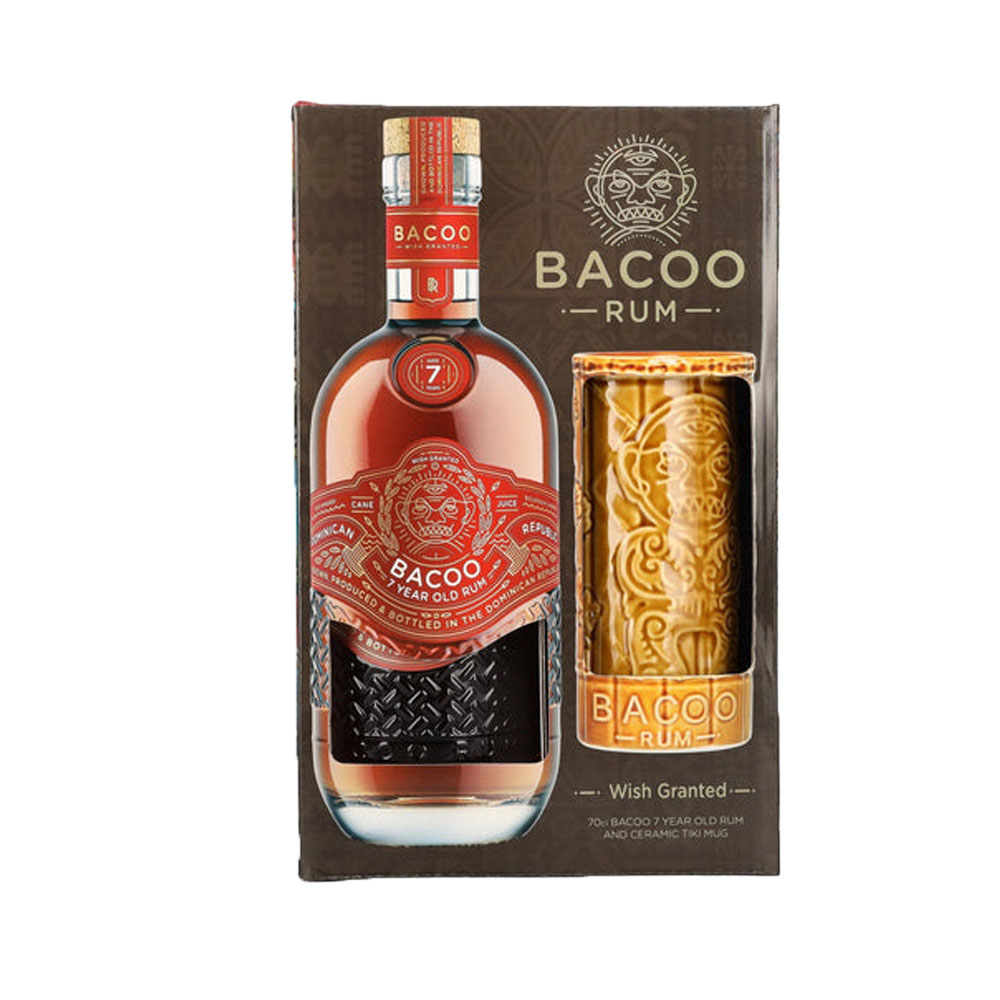 Rum Bacoo 7-letni 40% 700 ml + Tiki Mug
