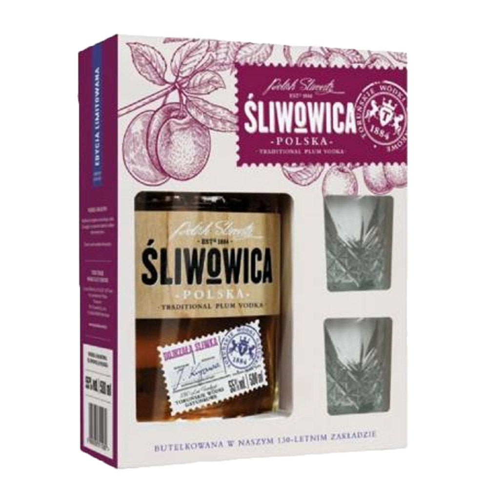 Wódka Śliwowica Polska + Kieliszki 55% 500 ml