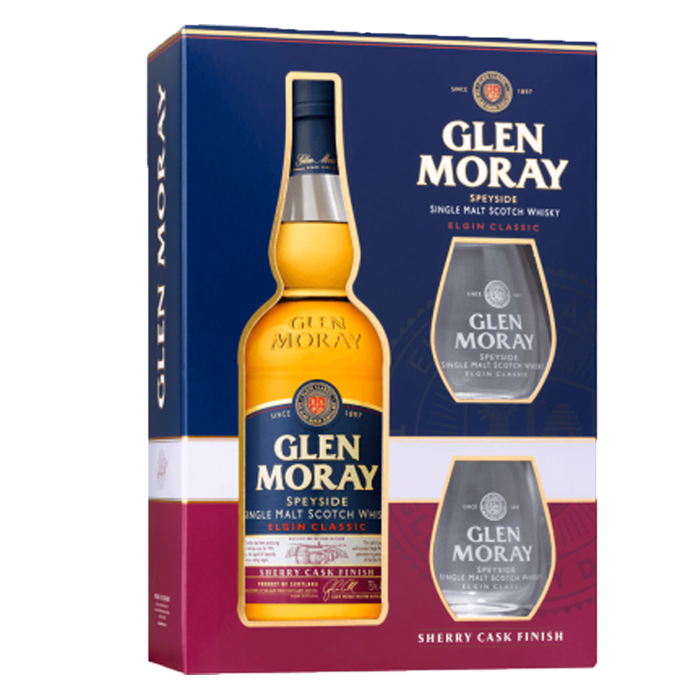 Whisky Glen Moray  Sherry 40% 700 ml + 2 szklanki