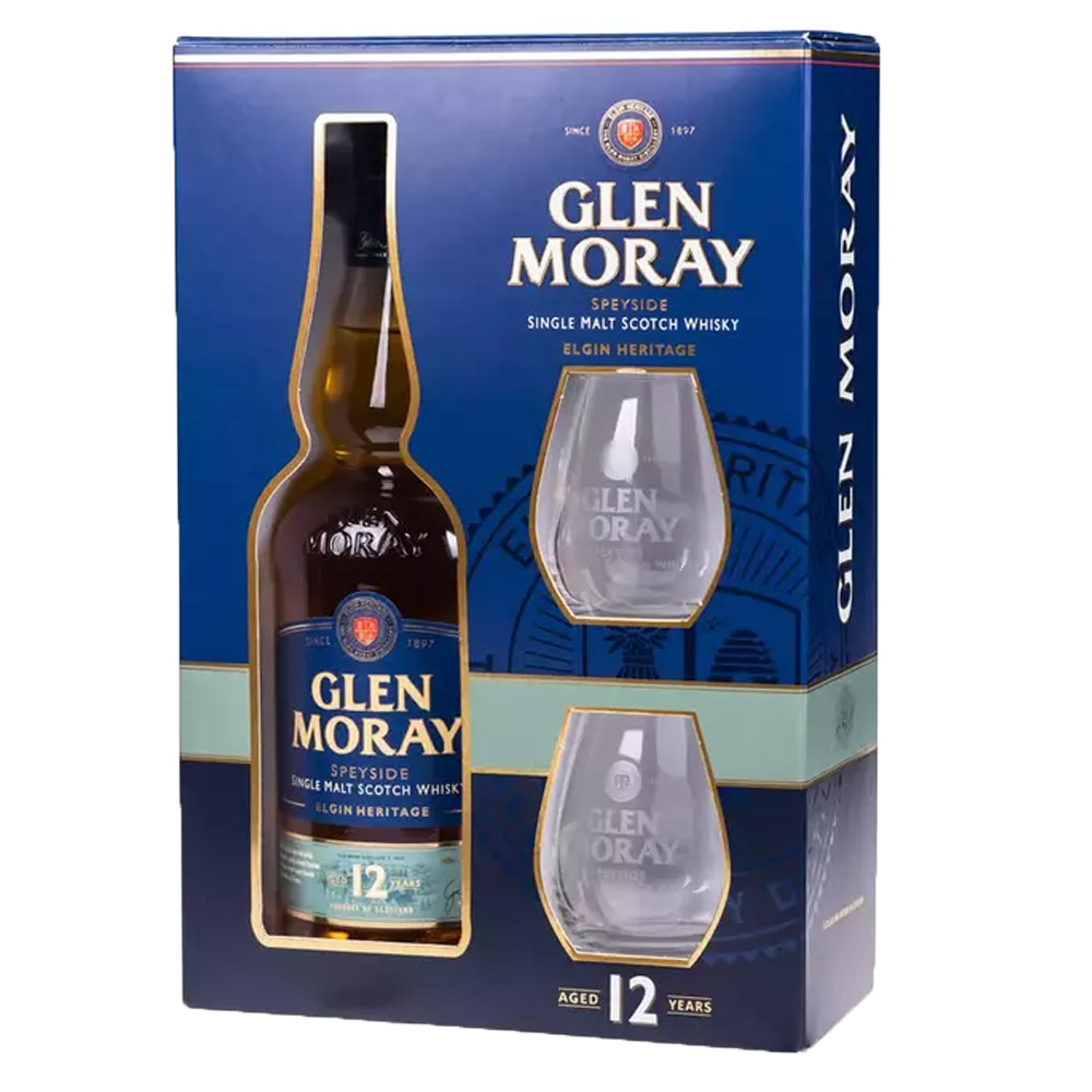 Whisky Glen Moray 12 YO 40% 700 ml + 2 szklanki