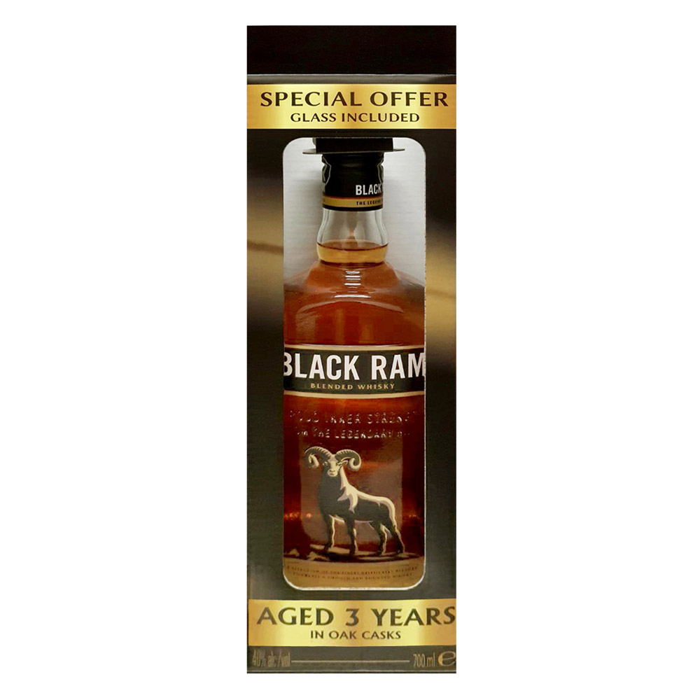 Whisky Black Ram 40% 700 ml + szklanka
