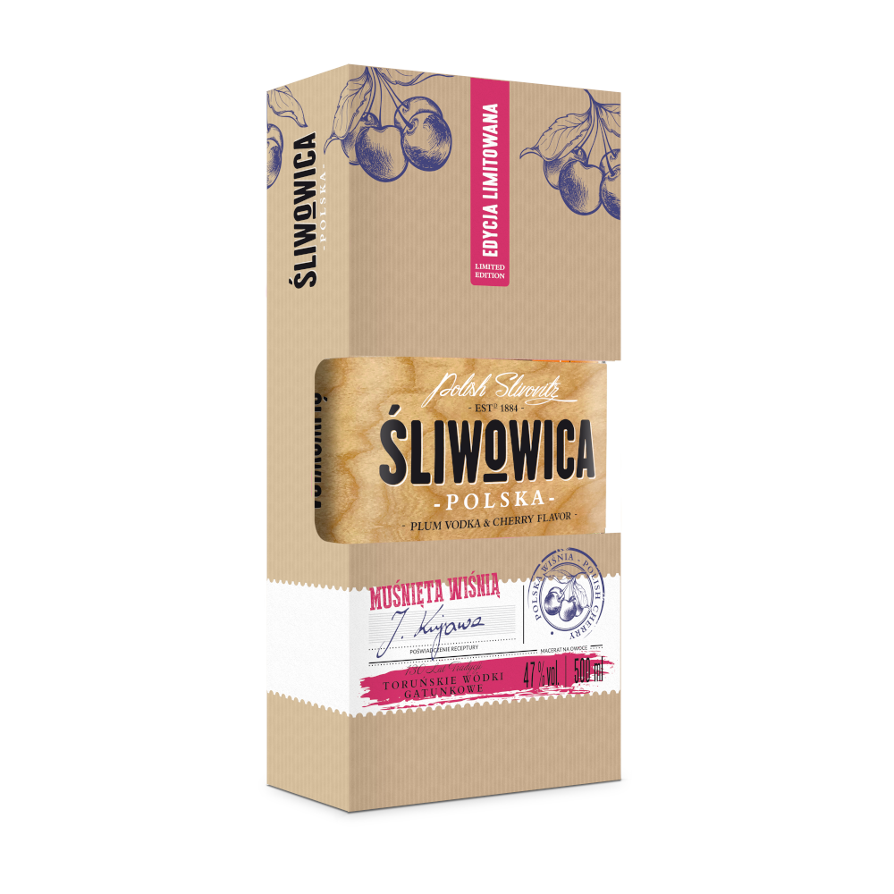 Śliwowica Polska Muśnięta Wiśnią 47% 500 ml kartonik