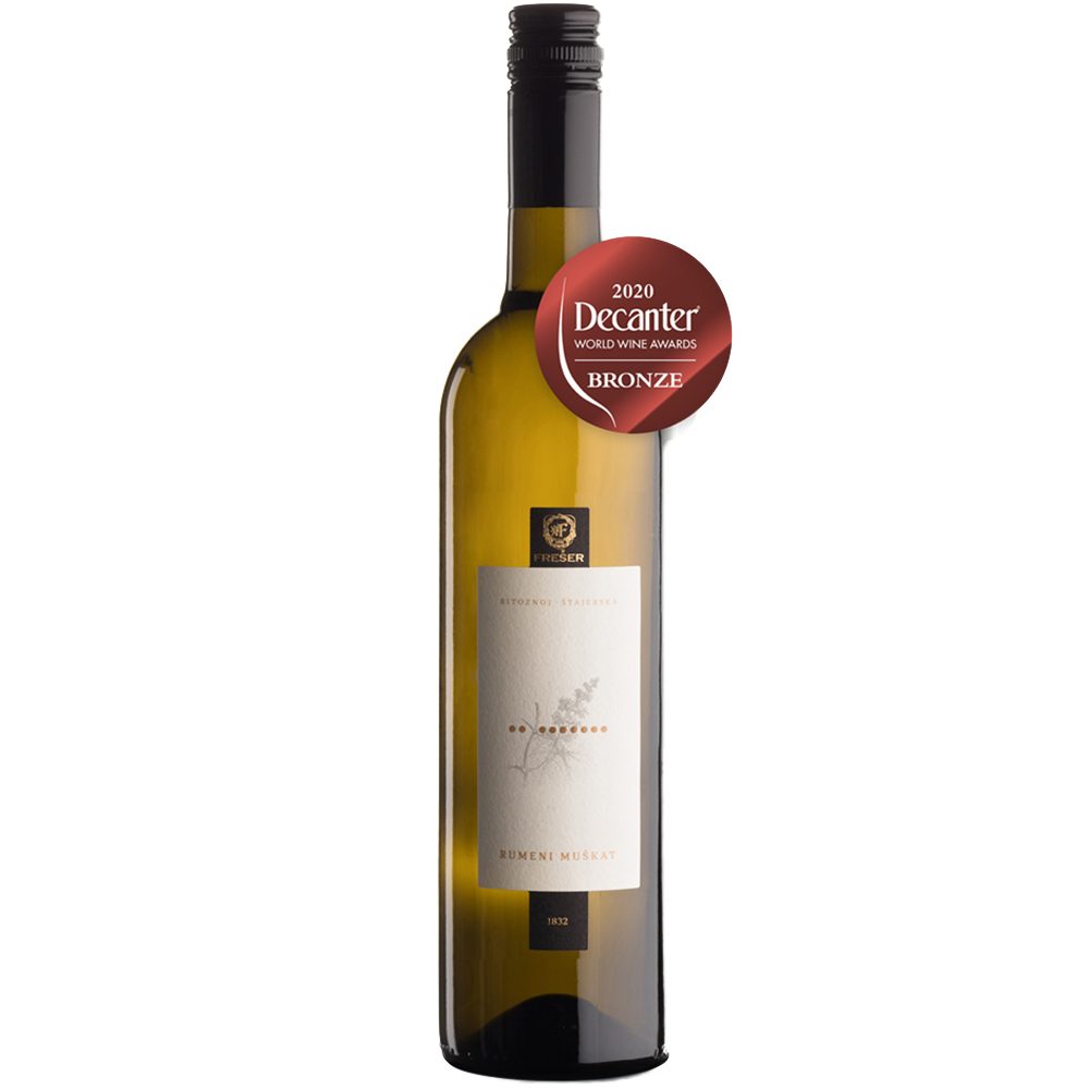 Wino Freser Rumeni Muskat 12,5% białe wytrawne 750 ml