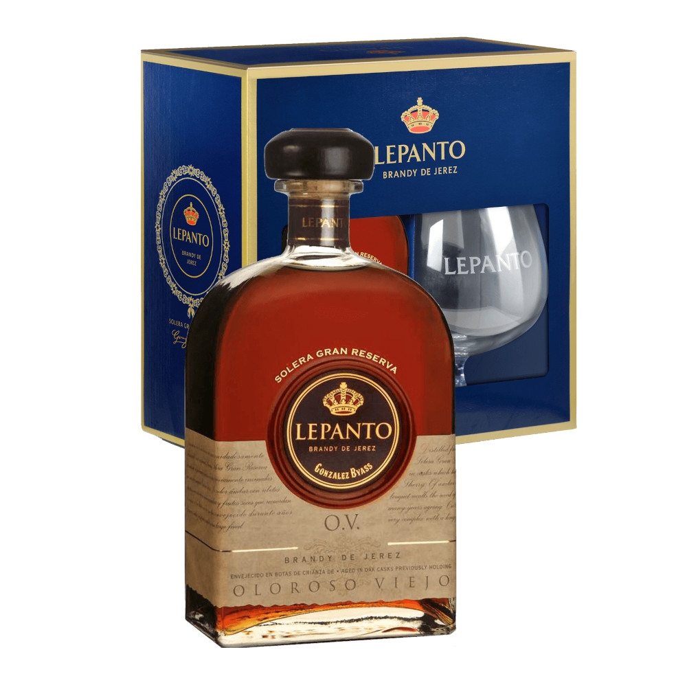 Brandy Lepanto Oloroso Viejo 36% 700 ml + kieliszek