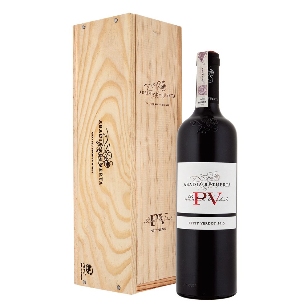 Wino Abadia Retuerta Petit Verdot 2015 15% czerwone wytrawne 750 ml w drewnianej skrzynce