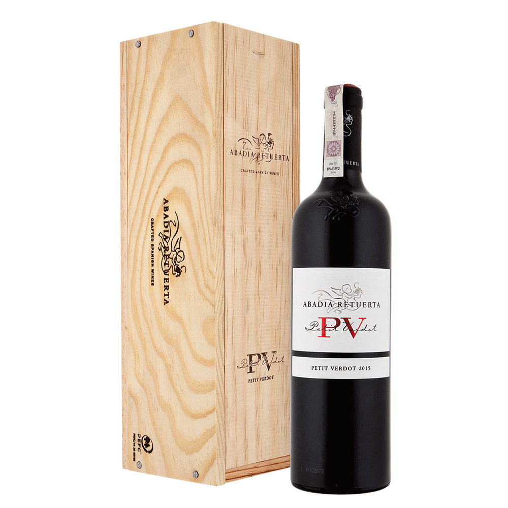 Wino Abadia Retuerta Petit Verdot 2015 15% czerwone wytrawne 750 ml w drewnianej skrzynce