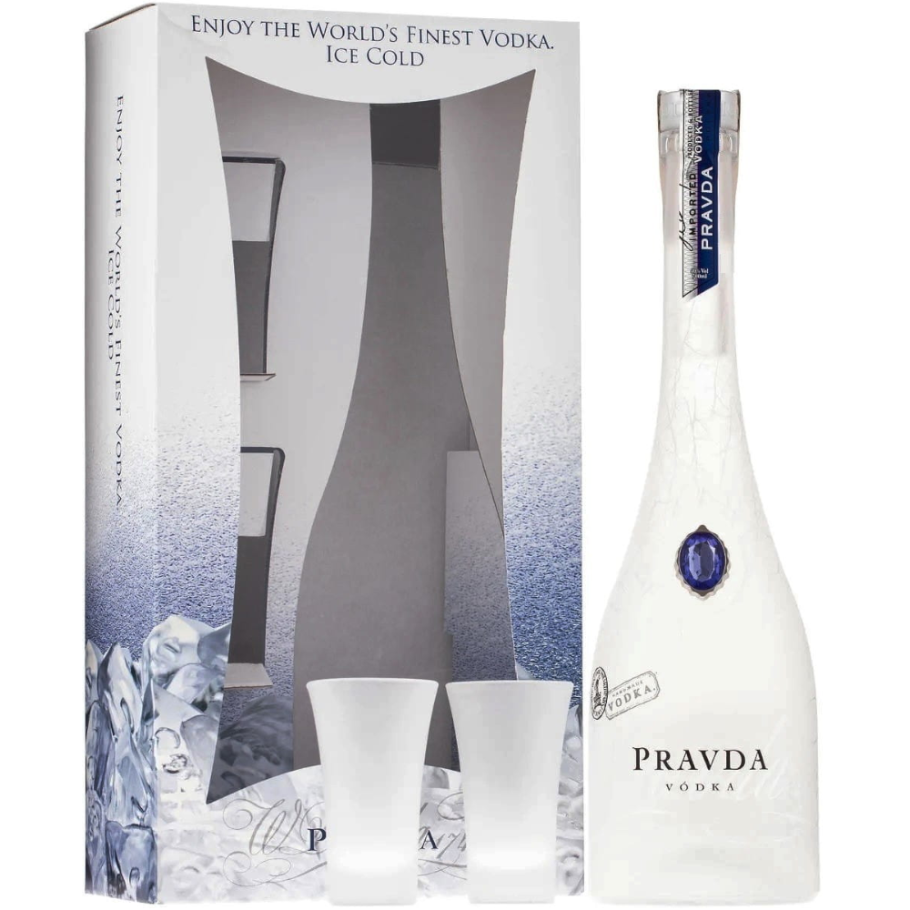 Wódka Pravda 40% 700 ml + Kieliszki
