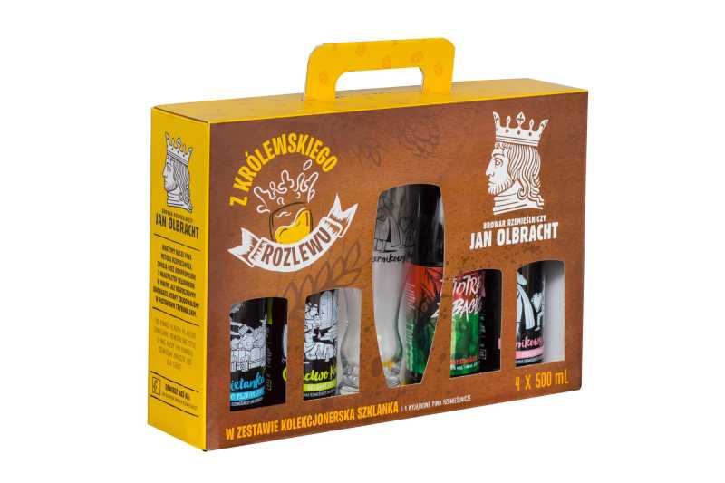 Zestaw Piw Bjor Jan Olbracht 4x 500 ml + szklanka