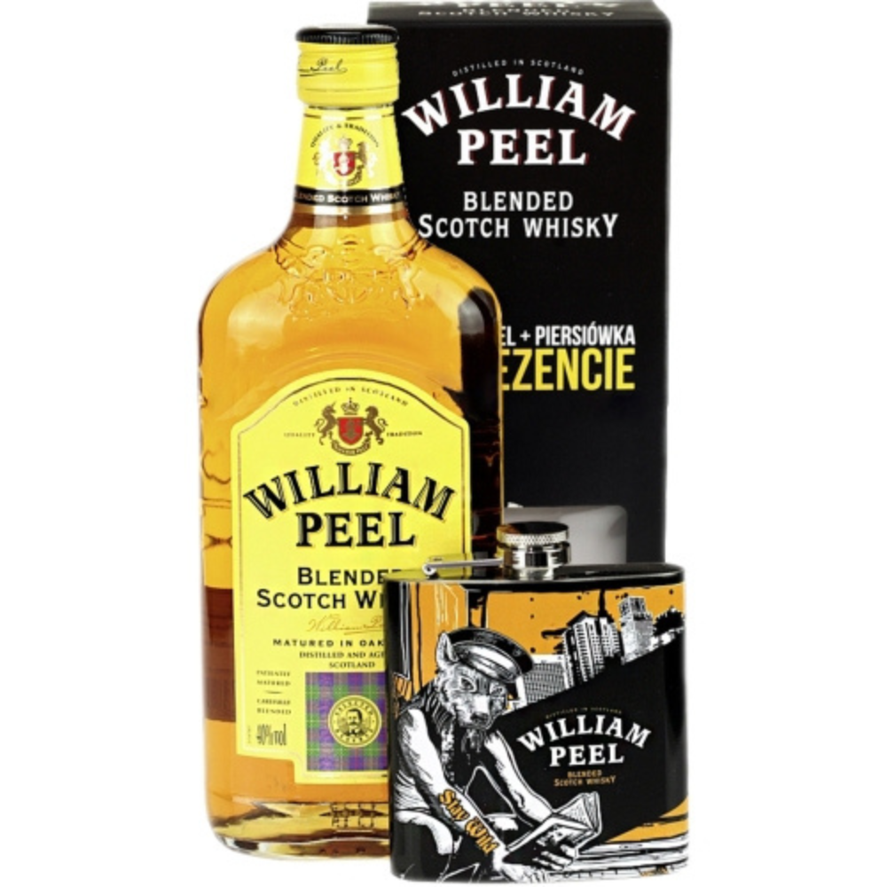 Whisky William Peel 40% 700 ml + piersiówka
