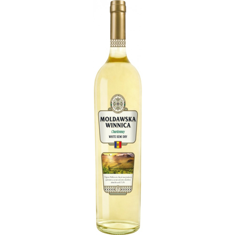Wino Mołdawska Dolina Chardonnay 12% białe półwytrawne 750 ml