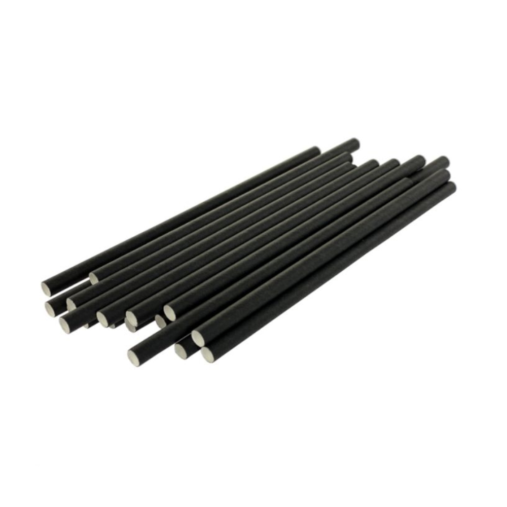 Słomki papierowe czarne 20 cm 150 sztuk
