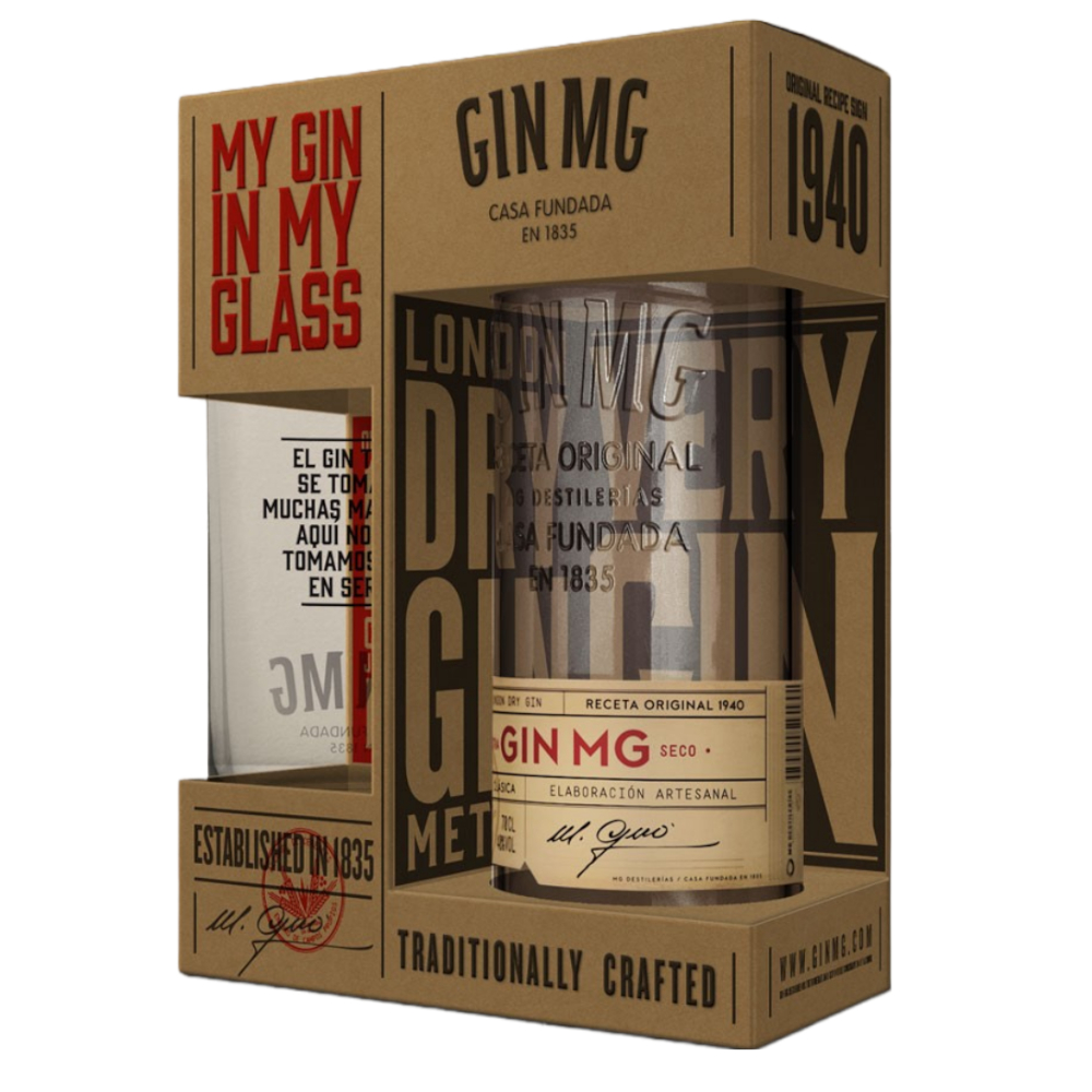 Gin MG Dry 40% 700 ml + szklanka