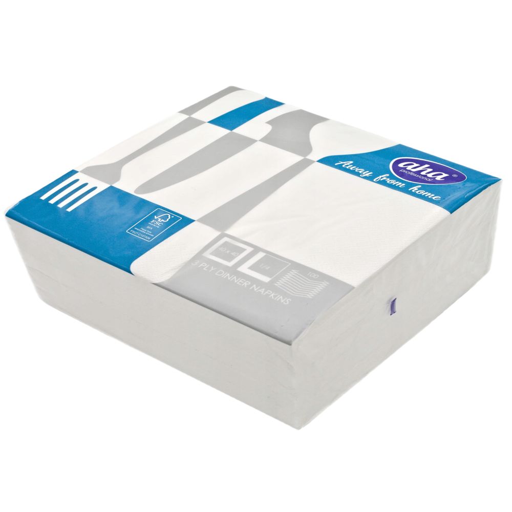 Serwetki 40x40 cm biała 3w a 100 /opak - 1 tyś w kartonie