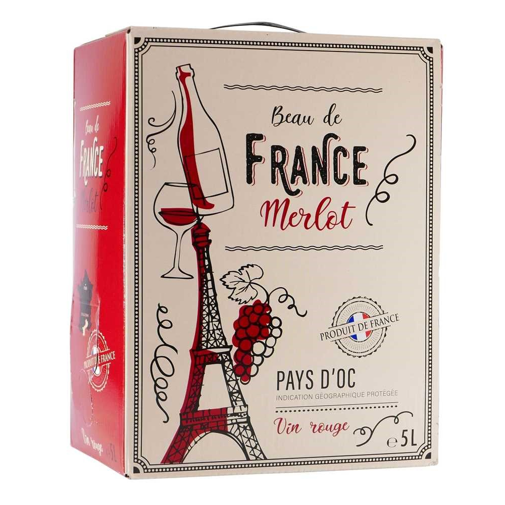 Wino Beau De France Merlot 13% czerwone wytrawne 5000 ml kartonik