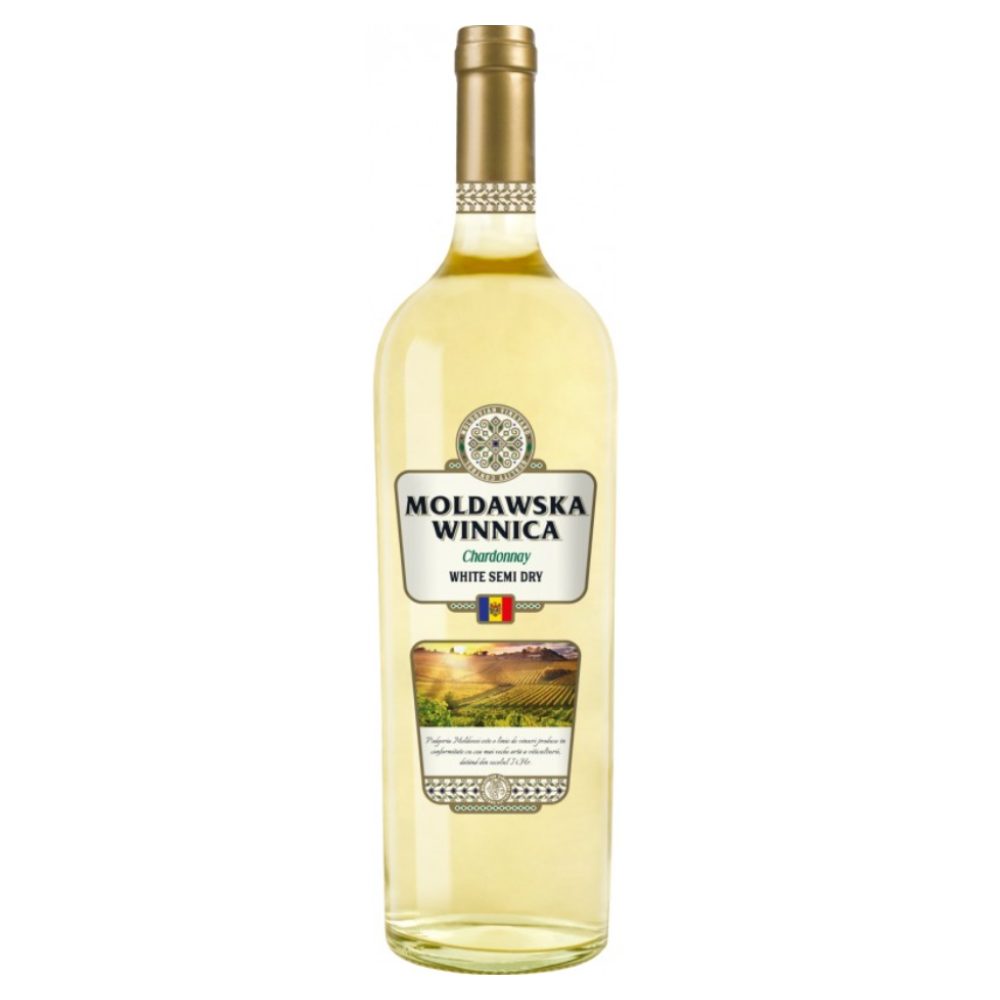 Wino Mołdawska Winnica Chardonnay 12,5% białe półwytrawne 750 ml