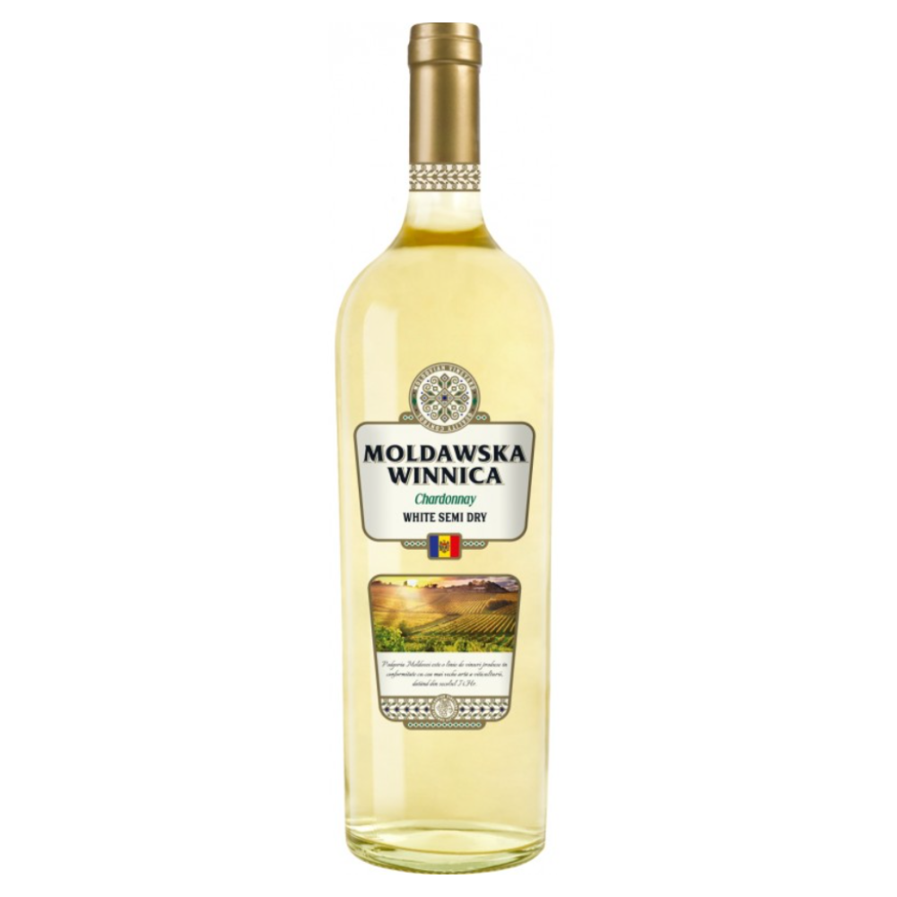 Wino Mołdawska Winnica Chardonnay 12,5% białe półwytrawne 750 ml