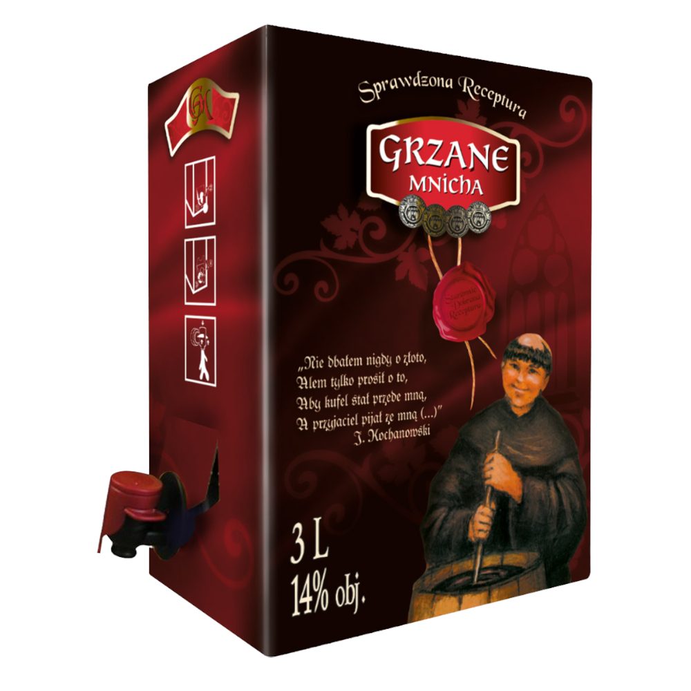 Wino Grzane Mnicha czerwone 14% czerwone słodkie 3000 ml