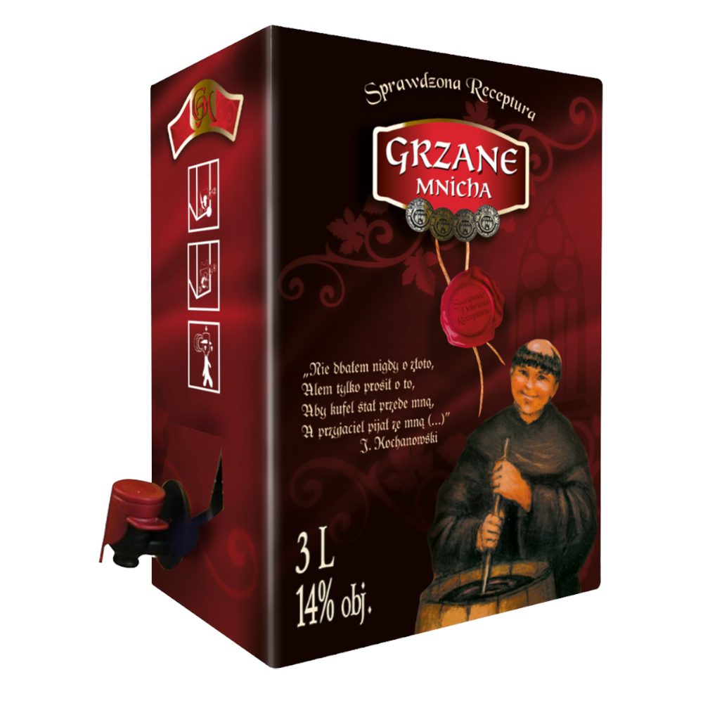 Wino Grzane Mnicha czerwone 14% czerwone słodkie 3000 ml