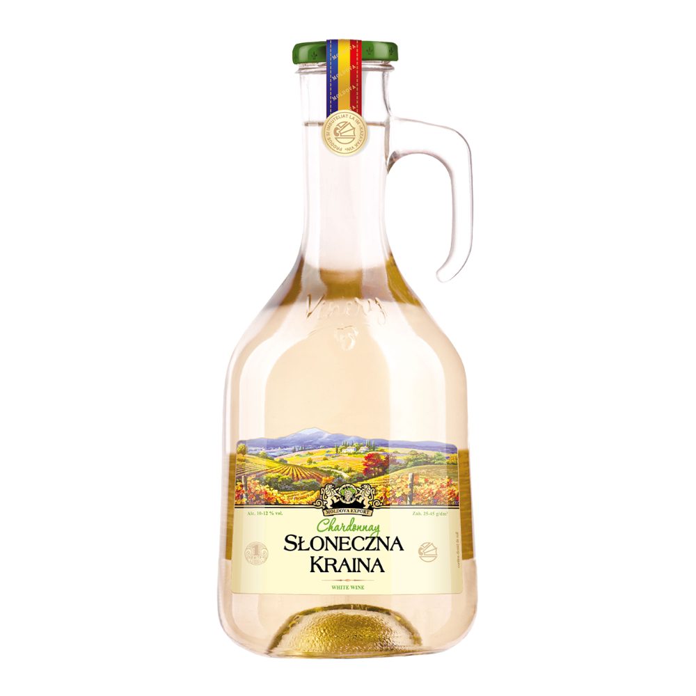 Wino Słoneczna Kraina Chardonnay 12% białe półsłodkie 1000 ml