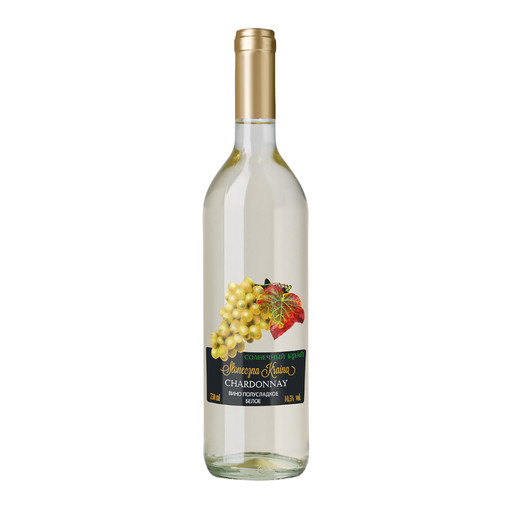 Wino Słoneczna Kraina Chardonnay 10,5% białe półsłodkie 750 ml