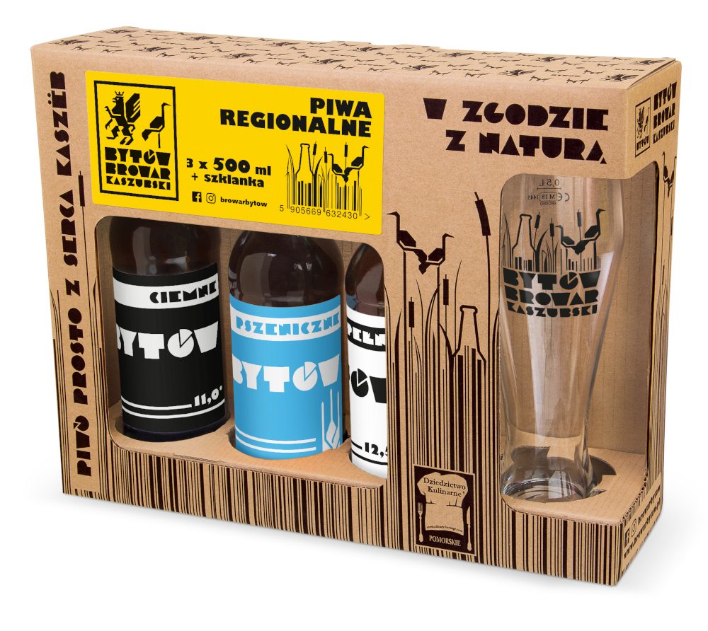 Zestaw Piw Bytów 3 X 500 ml + Szklanka
