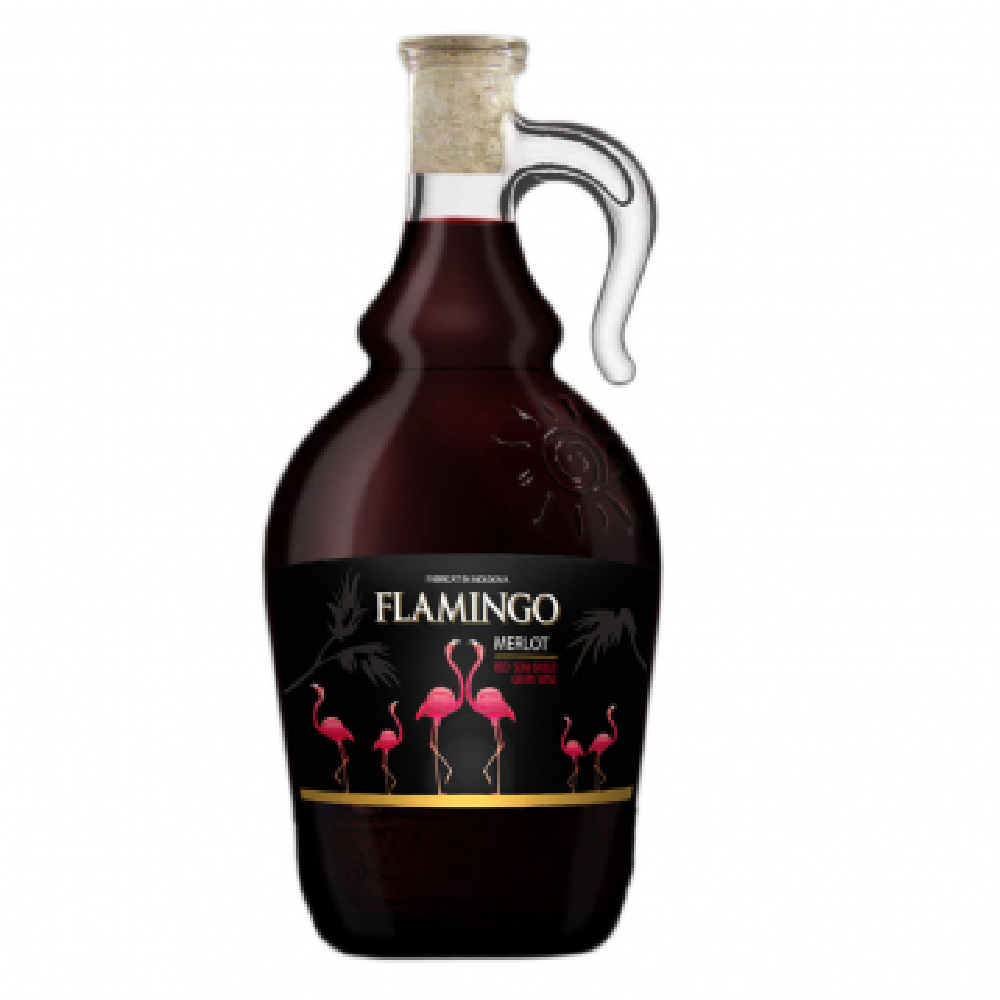 Wino Flamingo Merlot 12% czerwone półsłodkie 1000 ml