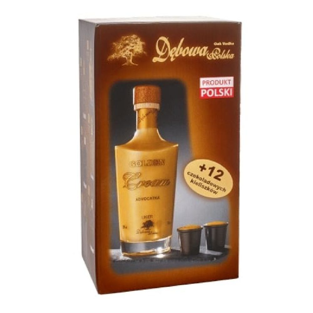 Likier Dębowa Polska Advocat 20% 700 ml + czekoladowe kieliszki