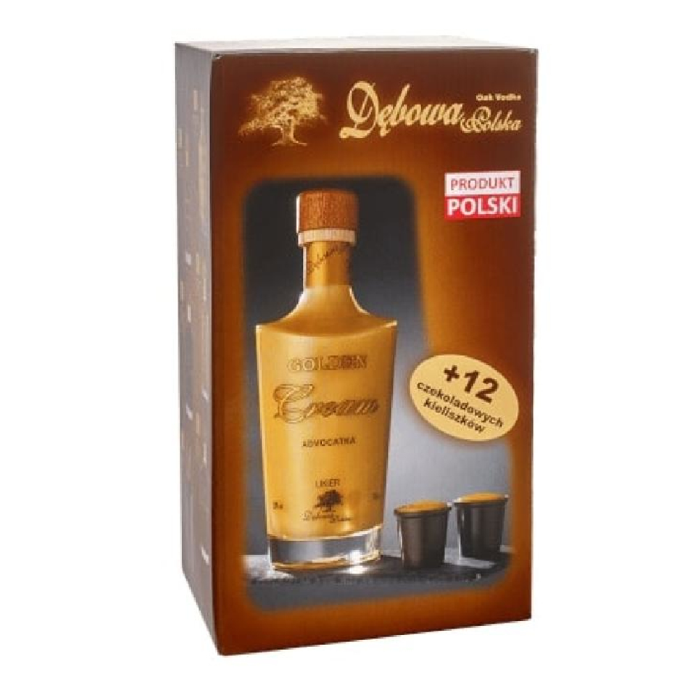 Likier Dębowa Polska Advocat 20% 700 ml + czekoladowe kieliszki
