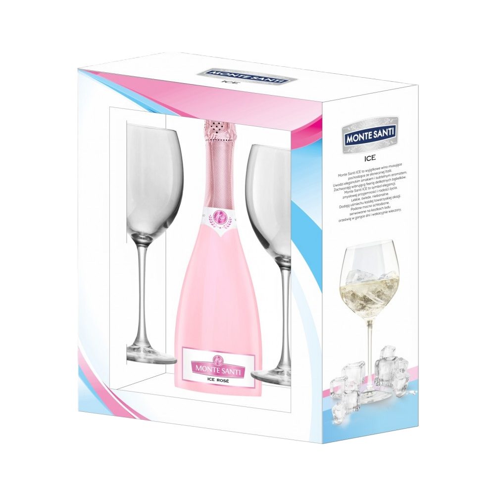 Wino Monte Santi Ice Rose 10% różowe półsłodkie 750 ml + 2 kieliszki