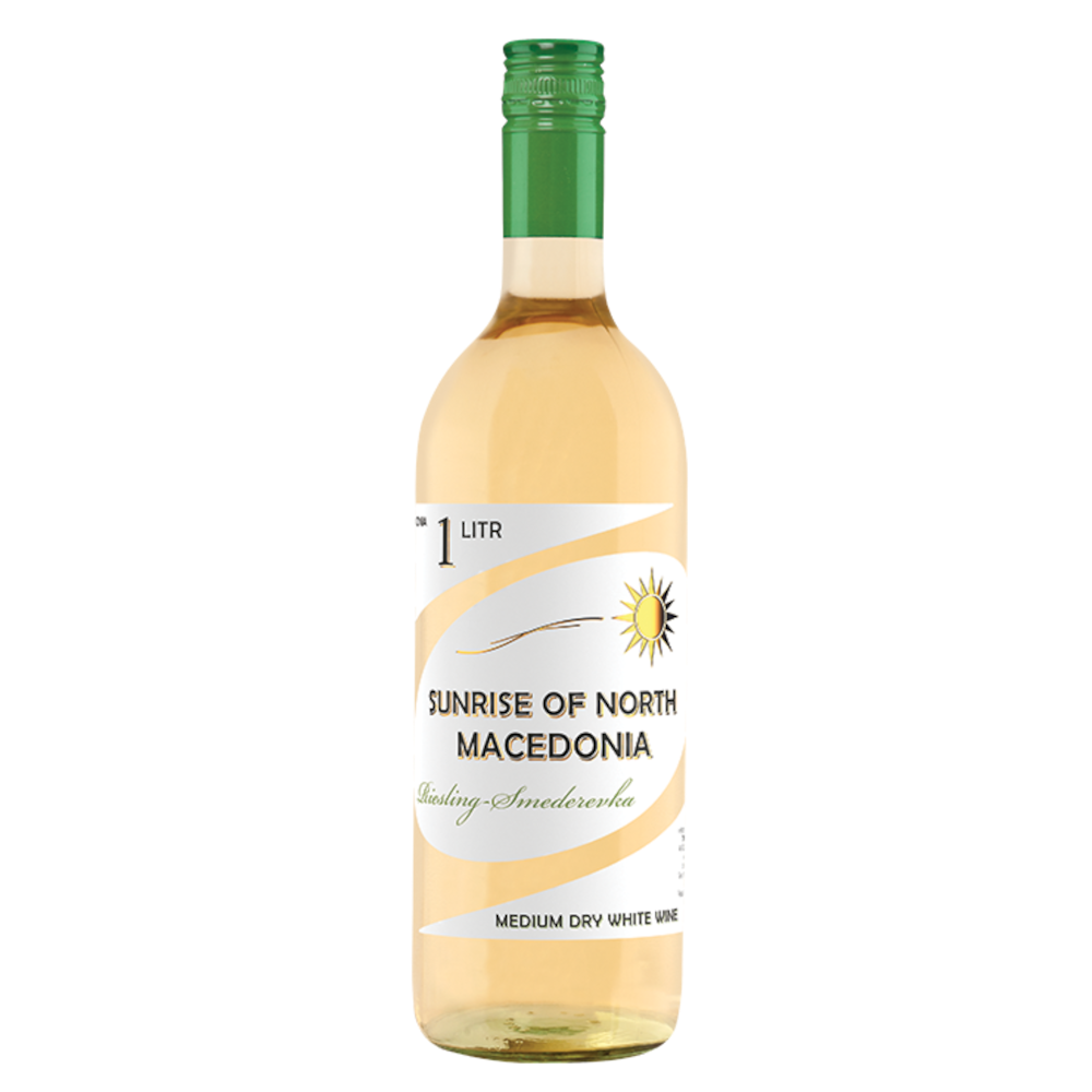 Wino Sunrise of North Macedonia Riesling Smederevka 11,5% białe półwytrawne 1000 ml