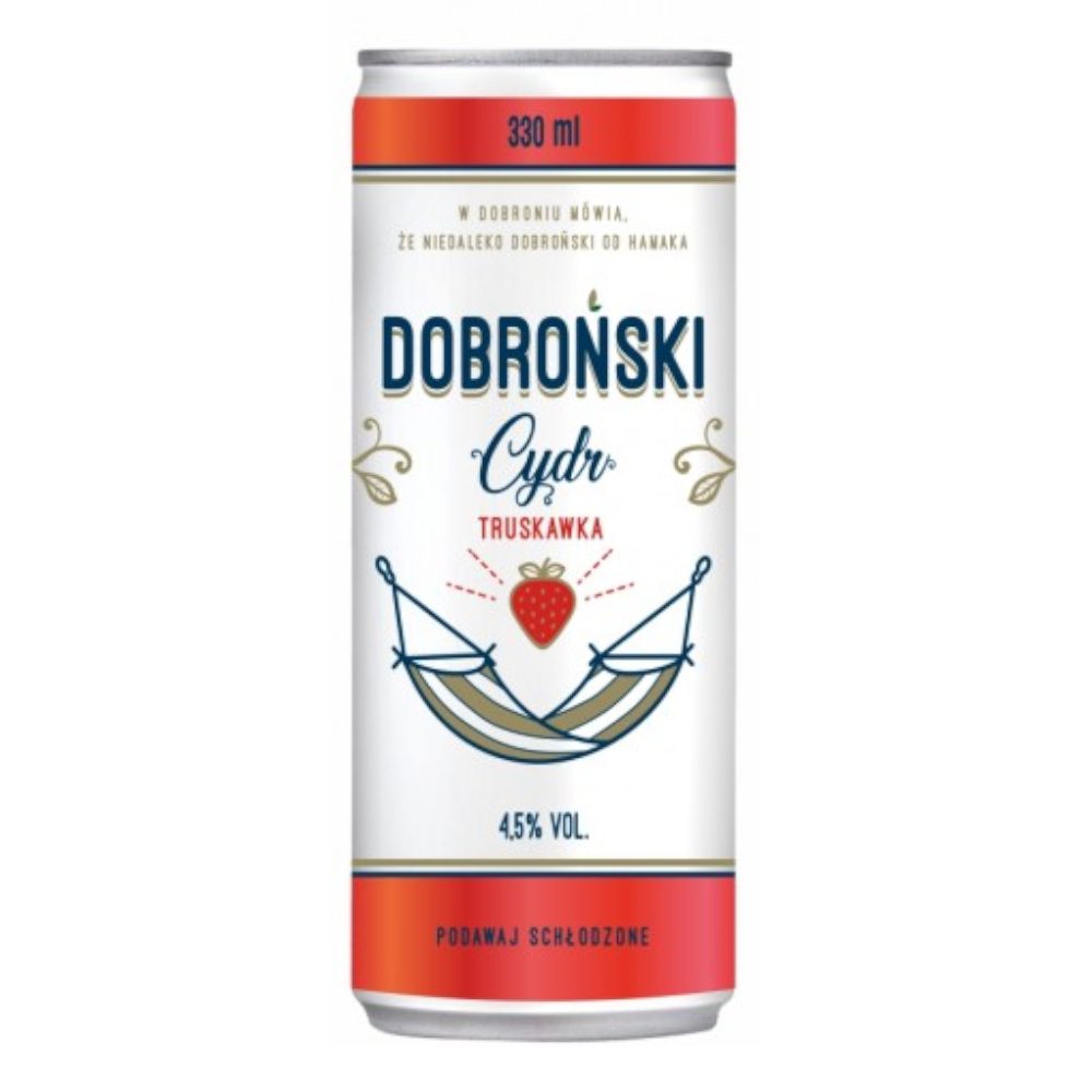 Cydr Dobroński Truskawkowy 4,5% 330 ml Puszka