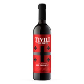 Wino Tbilisuri Tivili Semi Dry Red 12,5% czerwone półwytrawne 750 ml