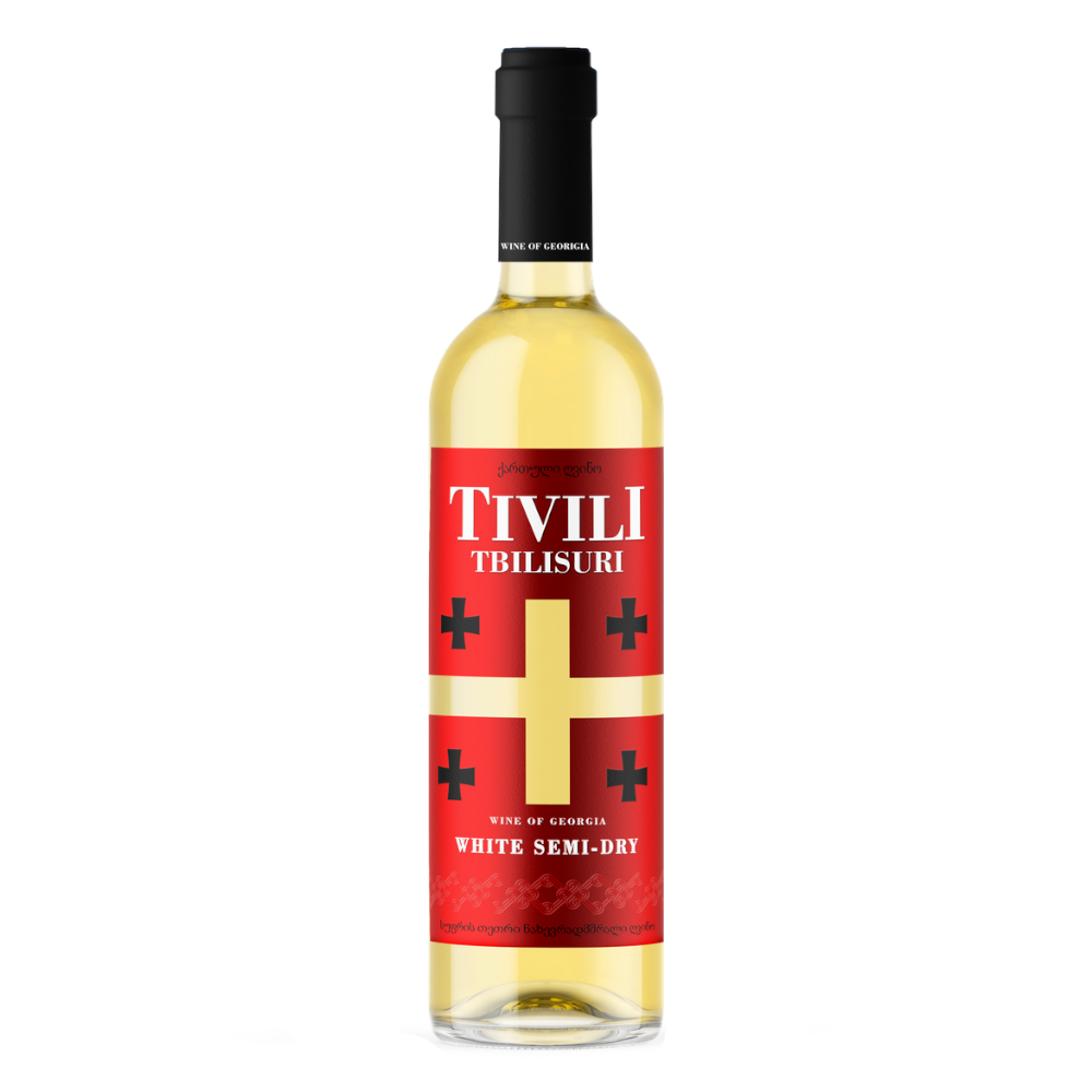 Wino Tbilisuri Tivili Semi Dry White 11,5% białe półwytrawne 750 ml