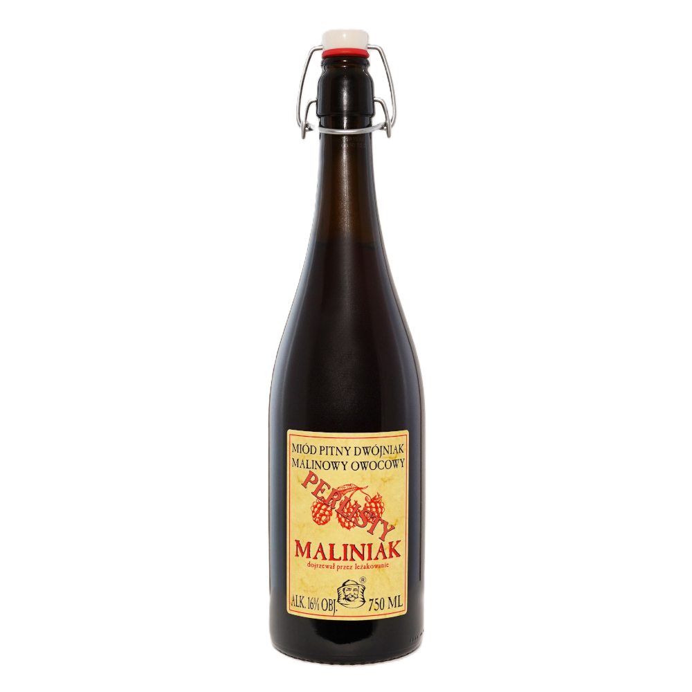 Miód pitny dwójniak "Maliniak Perlisty" 16% 750 ml butelka szklana