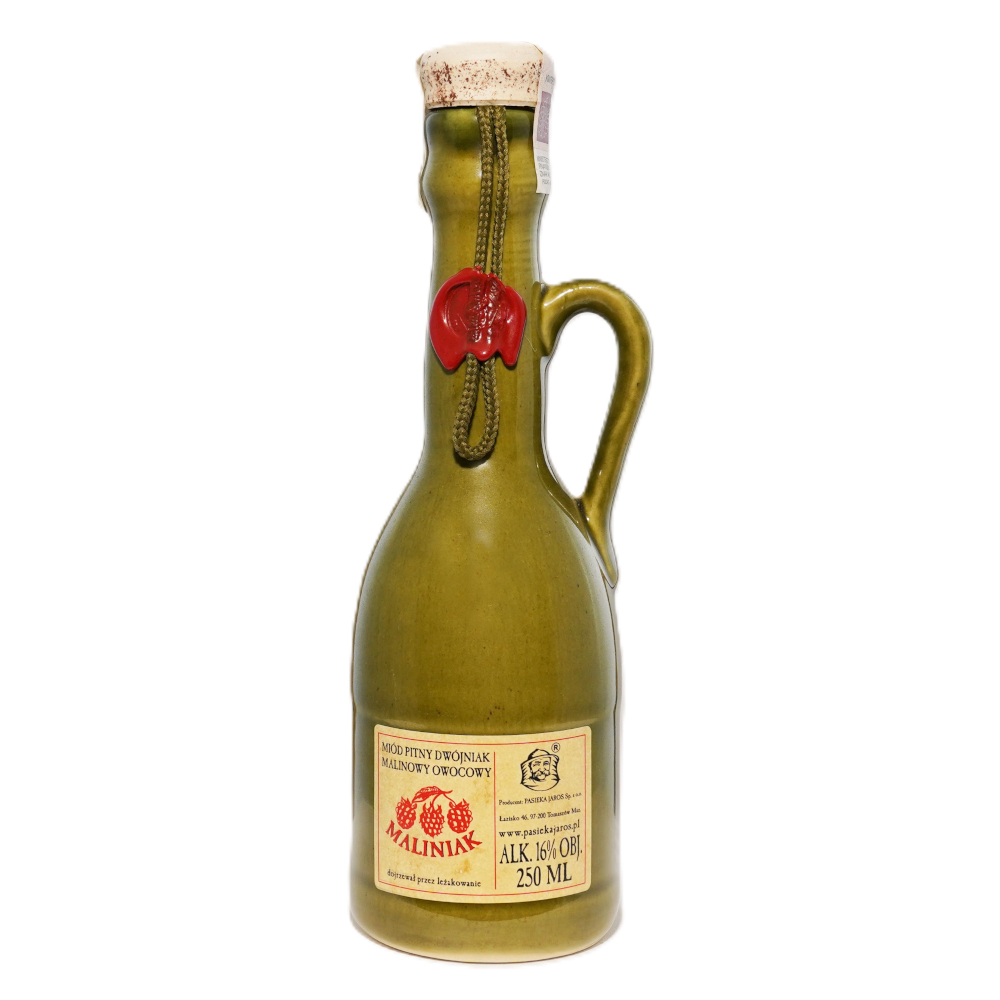 Miód pitny dwójniak "Maliniak" 16% 250 ml butelka ceramiczna
