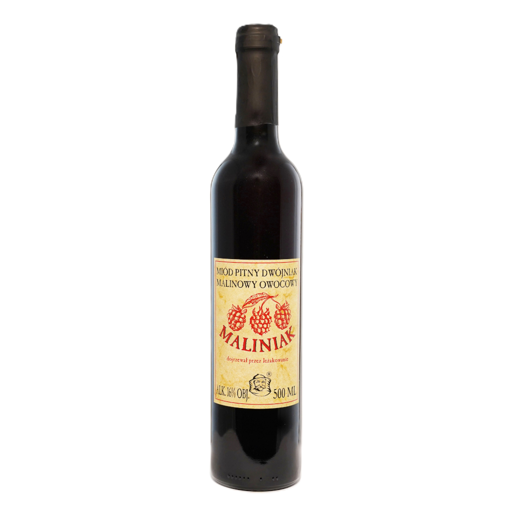 Miód pitny dwójniak "Maliniak" 16% 500 ml butelka szklana