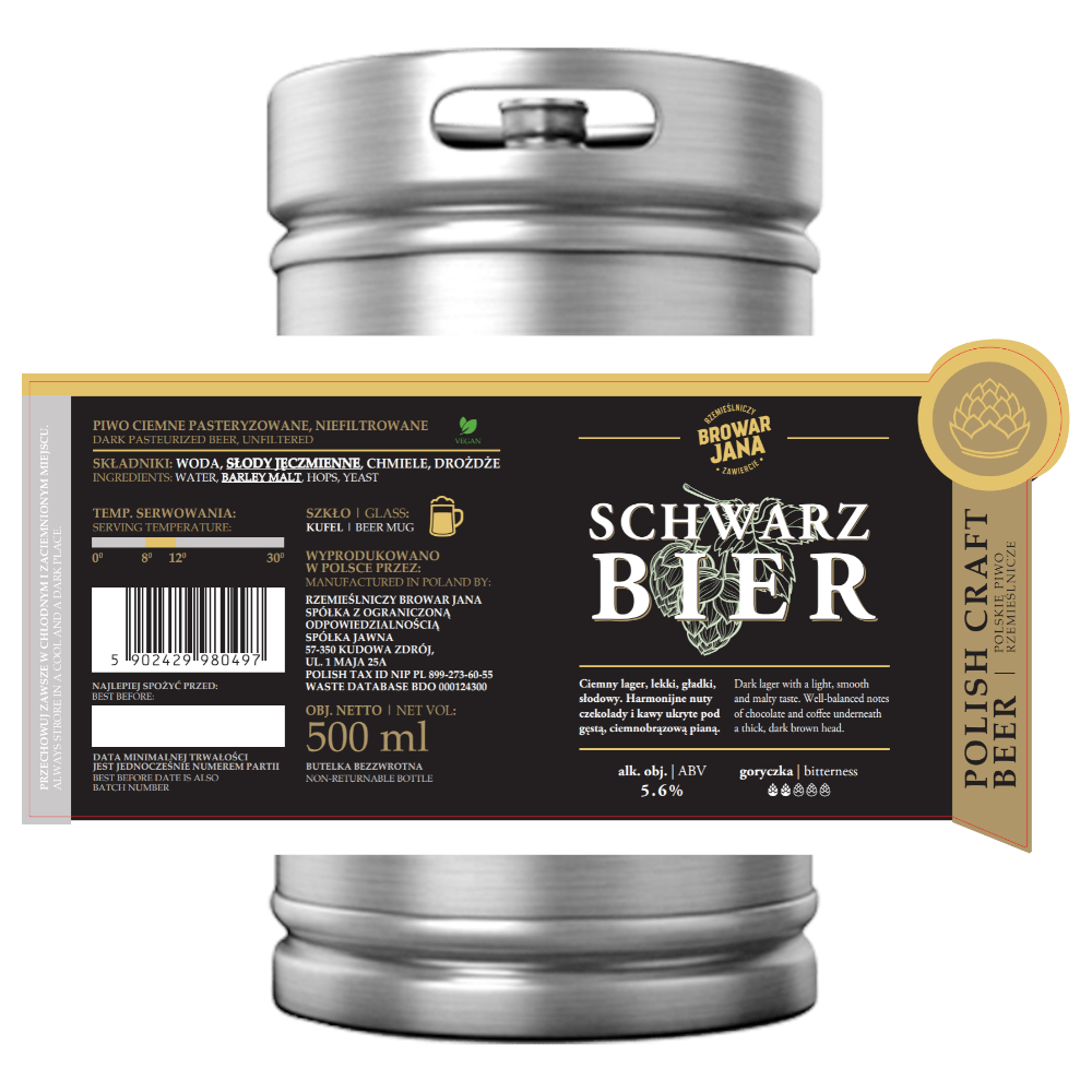Piwo Browar Jana Schwarz Bier 5,6% 30 L Keg