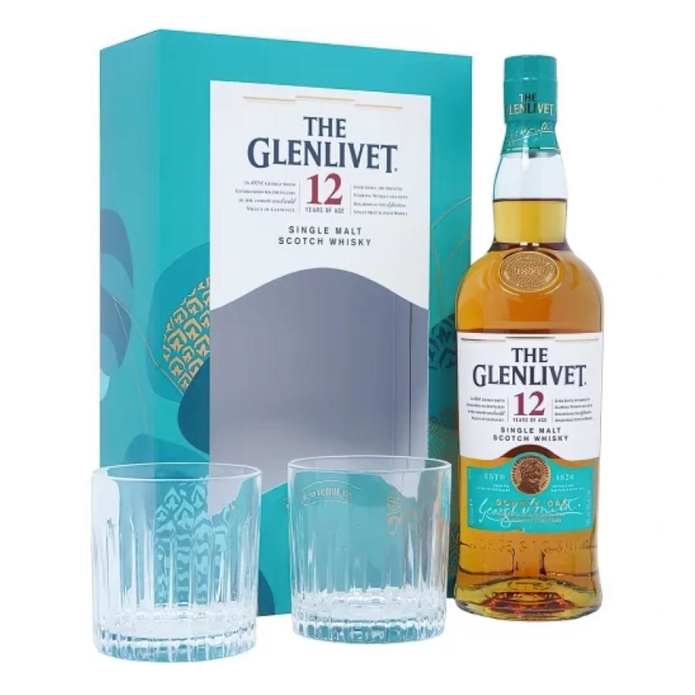 Whisky Glenlivet 12 YO 40% 700 ml + 2 szklanki