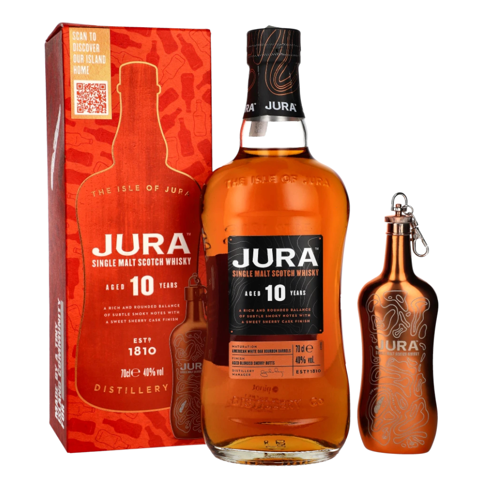 Whisky Isle Of Jura 10 YO 40% 700 ml + Hip Flask