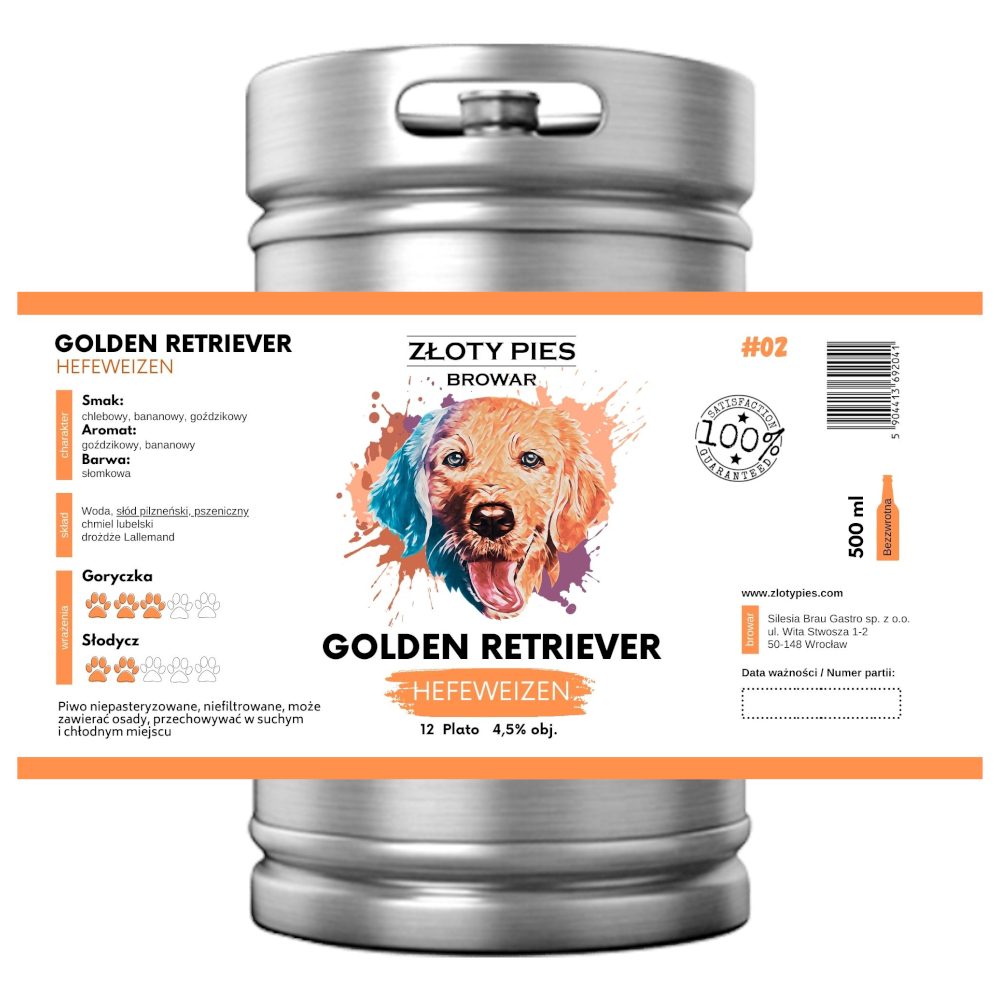Piwo Złoty Pies Golden Retriever - Pszeniczne 4,5% 30 L Keg