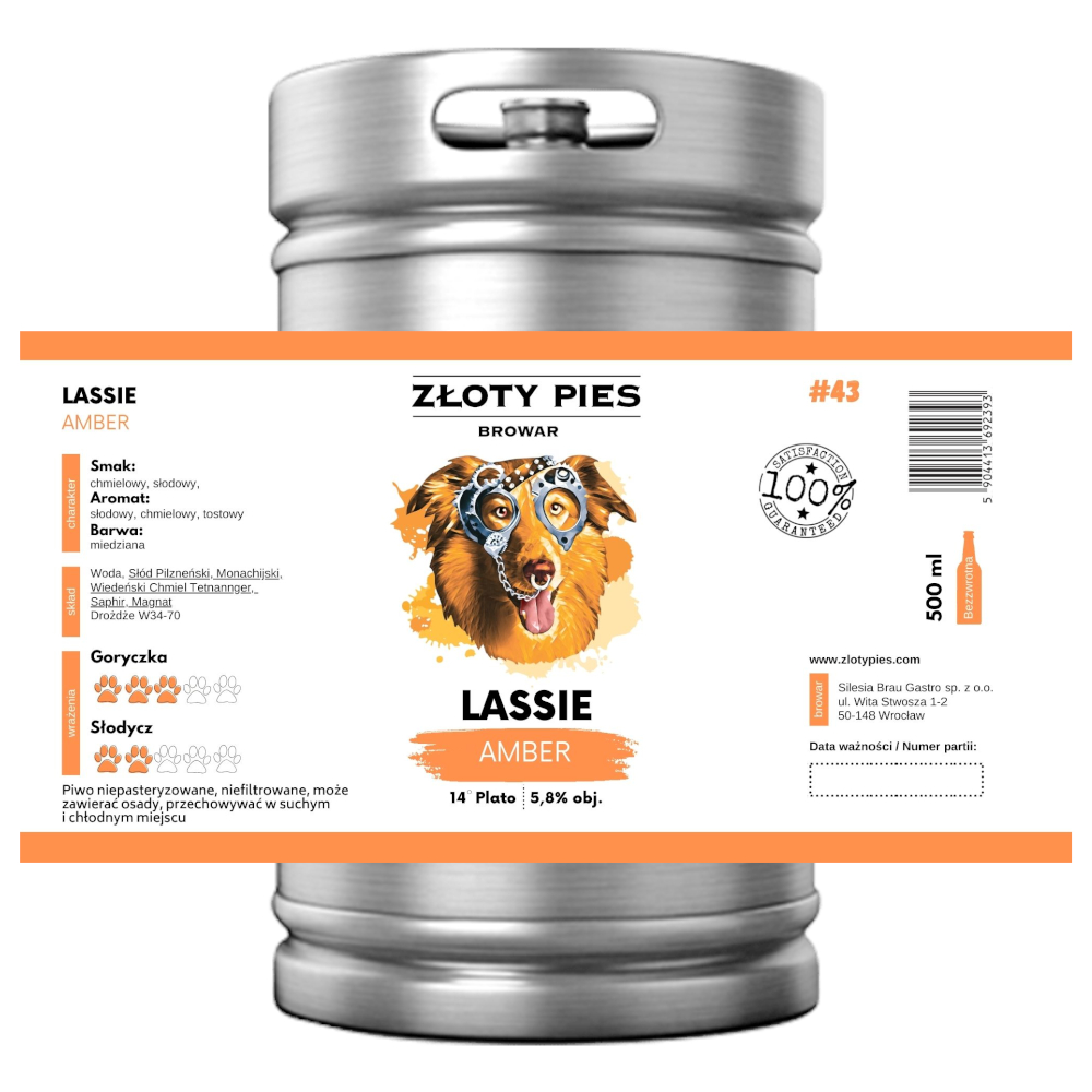 Piwo Złoty Pies Lassie Amber 5,8% 30 L Keg
