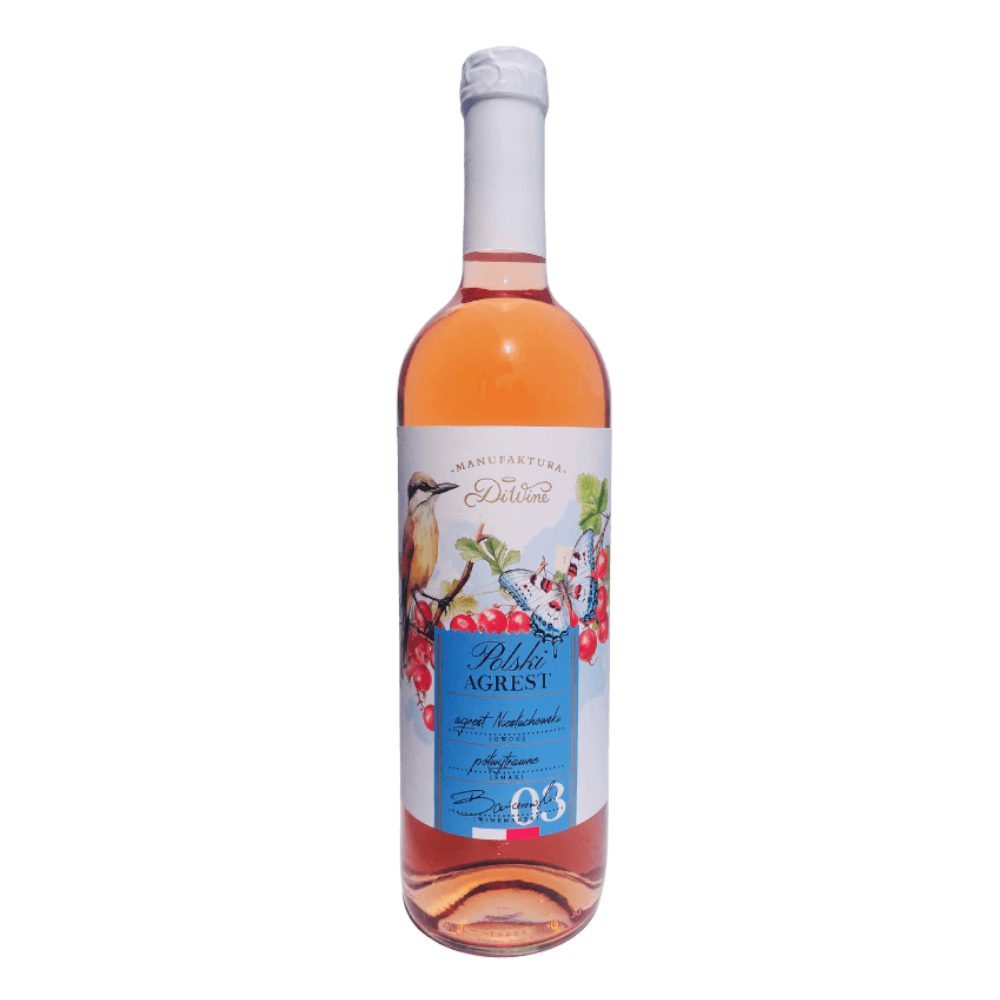 Wino z agrestu Niesłuchowski DiWine 10% różowe półwytrawne 750 ml