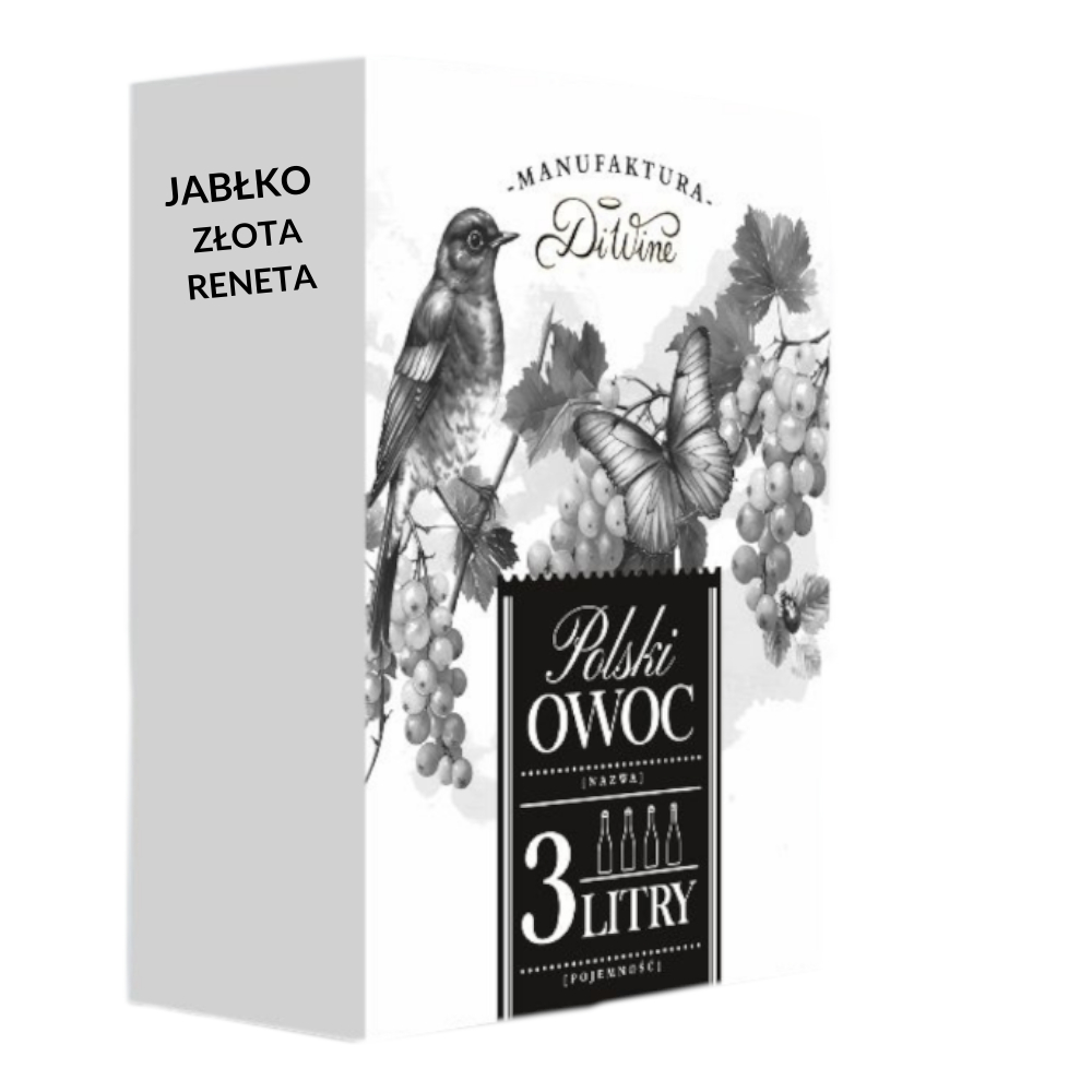 Wino DiWine Polski Owoc Wino z jabłek Złota Reneta 10% białe półwytrawne 3000 ml