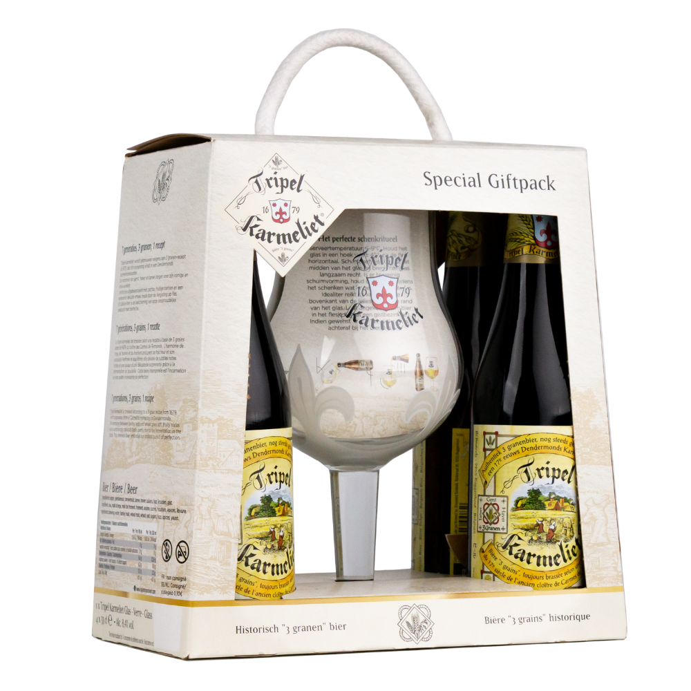 Piwo Bosteels Tripel Karmeliet Zestaw 4x 8,4% 330 ml + Szkło