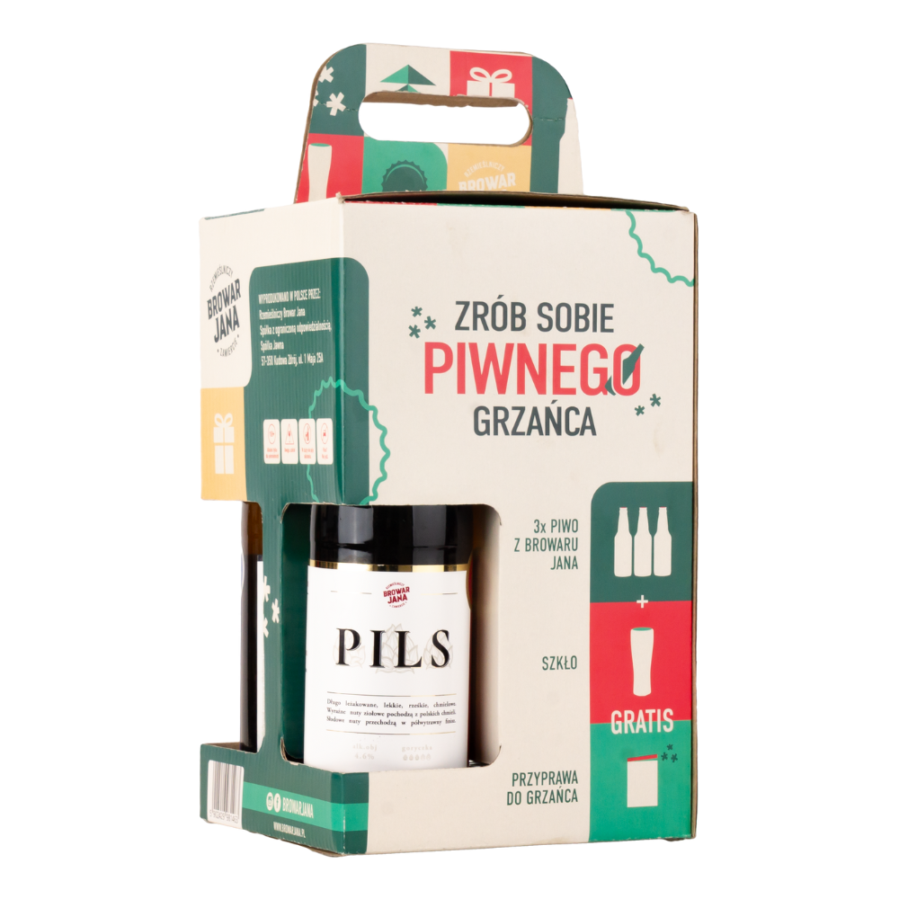Piwo Browar Jana Zestaw Piwny Grzaniec 3 x 5% 500 ml + Szkło + Przyprawa
