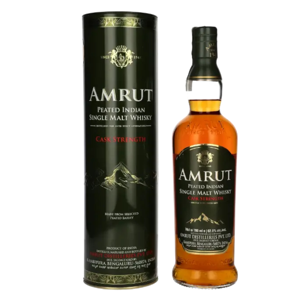 Whisky Amrut Peated Indian Malt Cs 62,8% 700 ml tuba