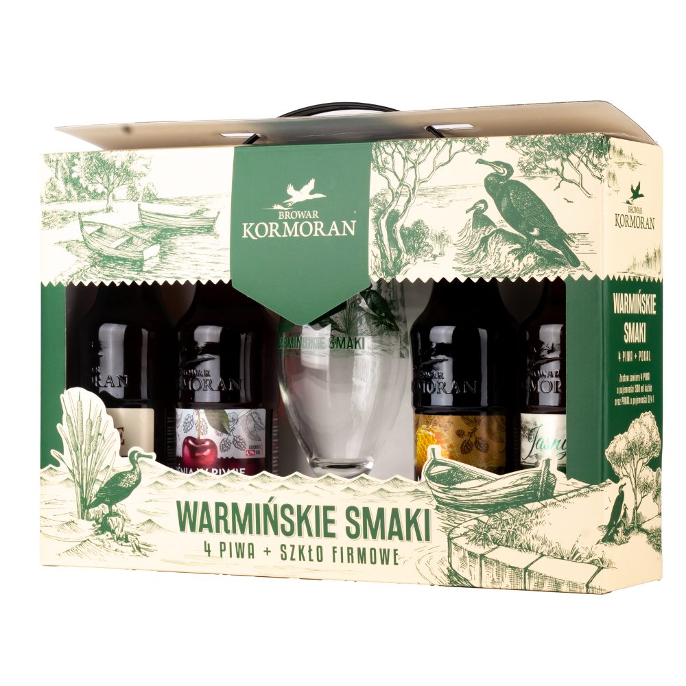 Piwo Kormoran Zestaw Warmińskie Smaki 4 x 500 ml + Szkło